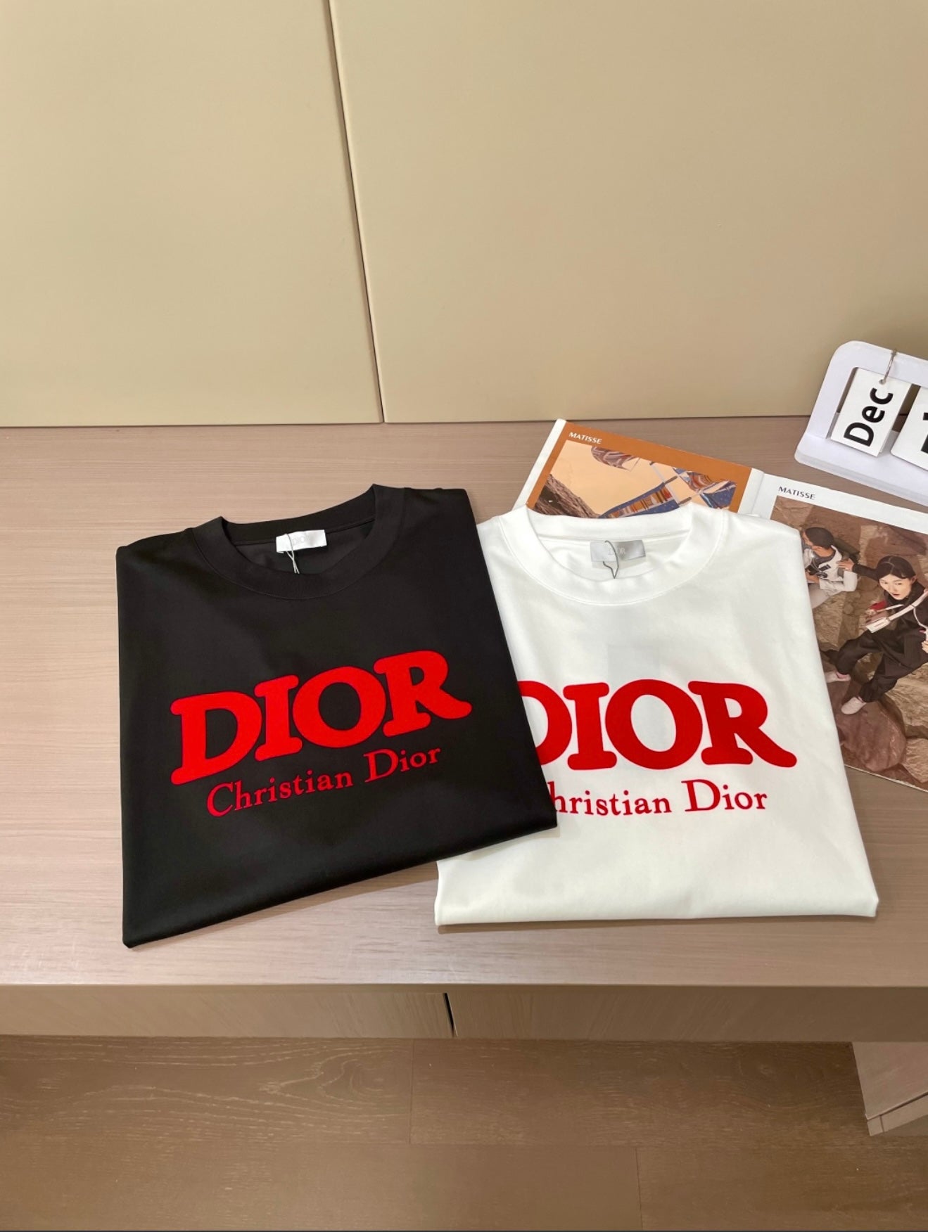 Christian Dior Bold Red Logo T-Shirt – Black Luxury Edition