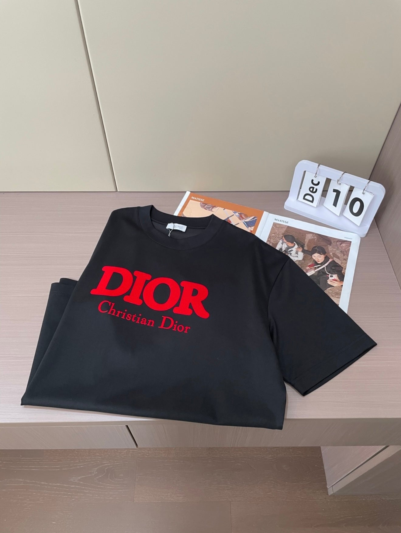 Christian Dior Bold Red Logo T-Shirt – Black Luxury Edition