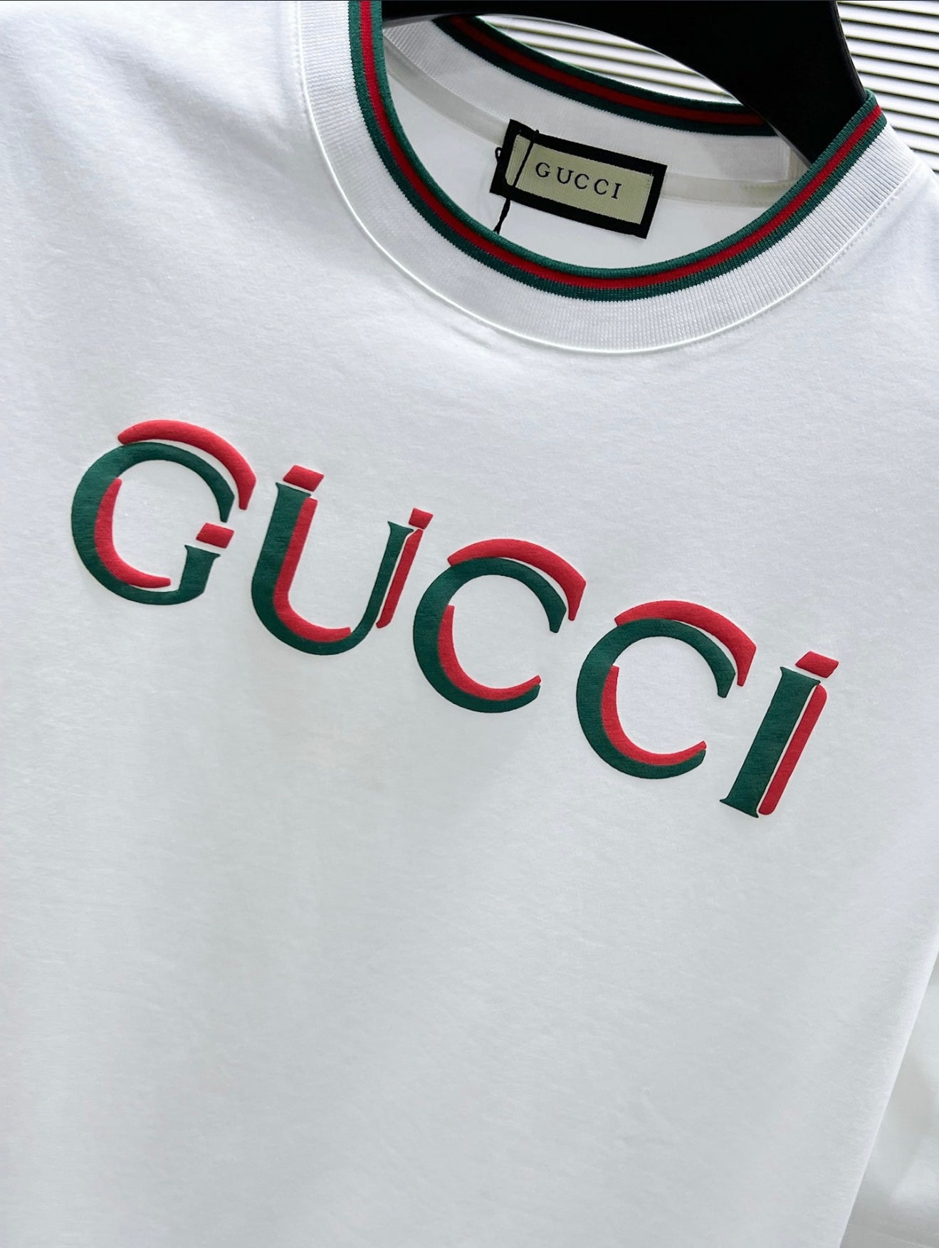 Authentic Gucci Black-White T-Shirt with 3D Logo Design