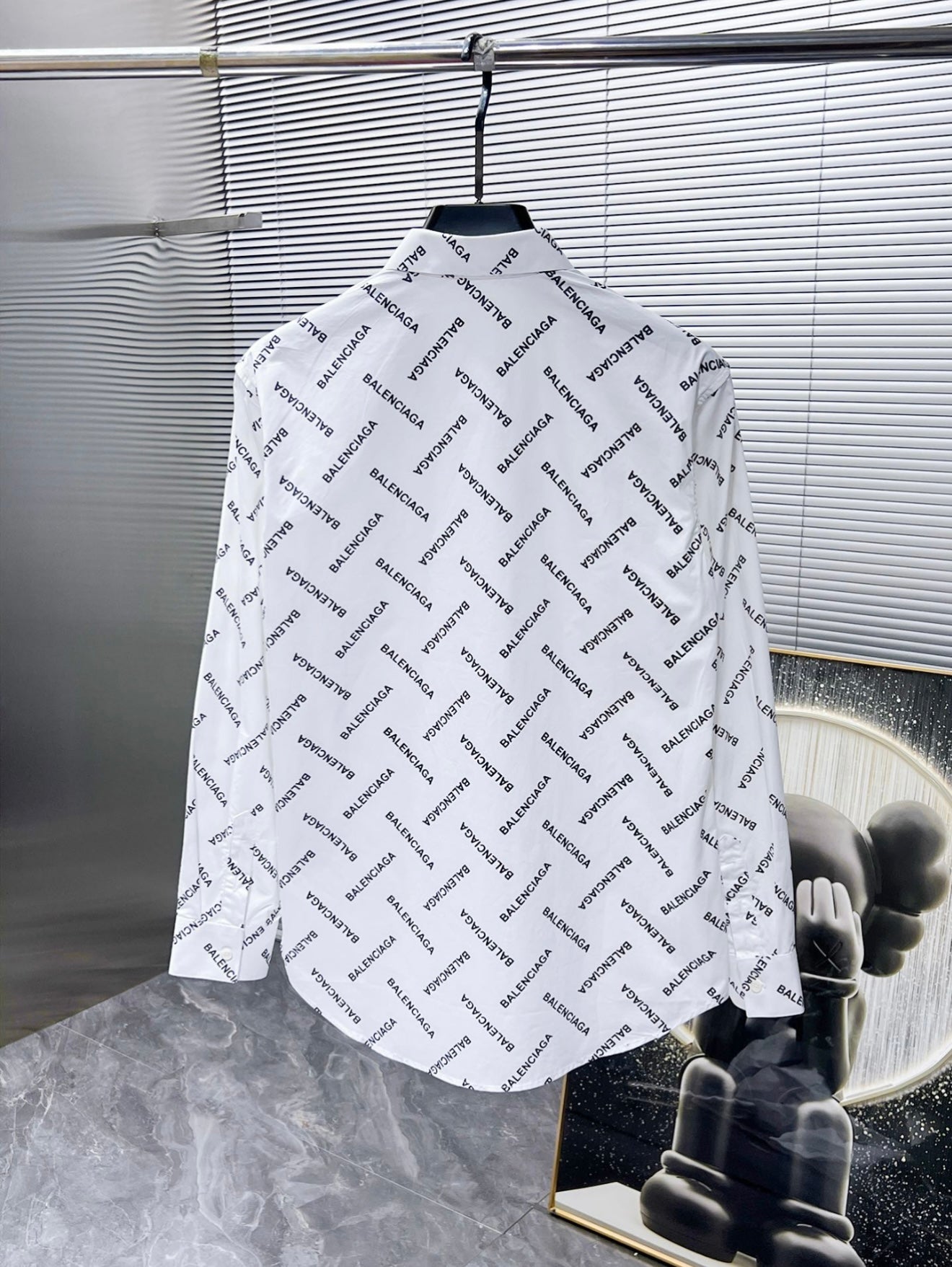 Balenciaga All-Over Logo Button-Up Shirt – Black or White