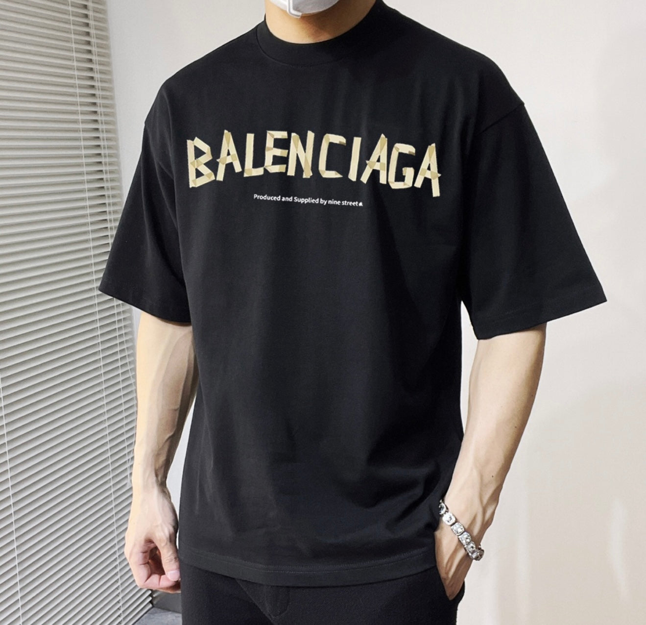 Balenciaga Distressed Logo T-Shirt – Black