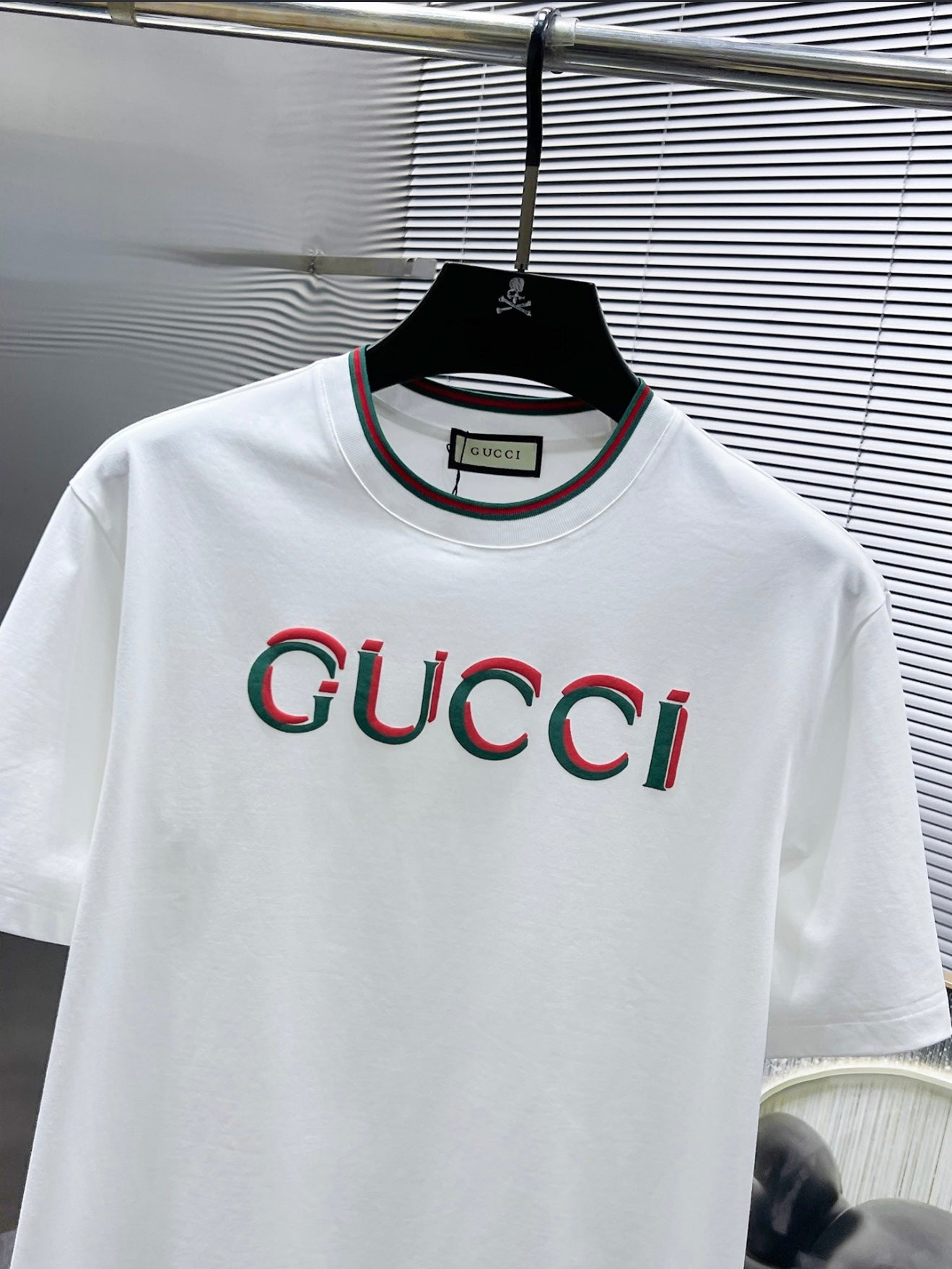 Authentic Gucci Black-White T-Shirt with 3D Logo Design