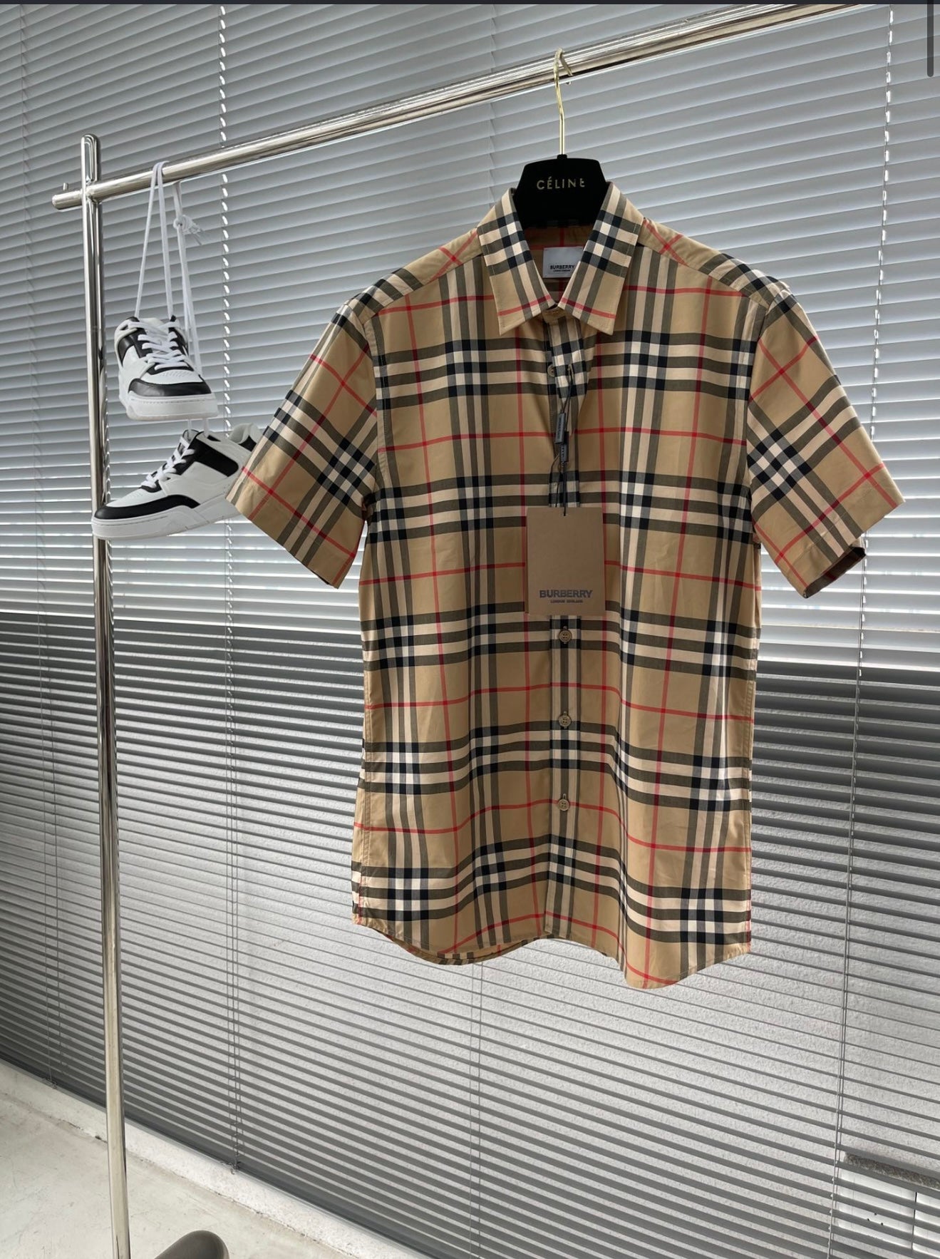 Burberry Men's Short Sleeve Vintage Check Shirt - Beige