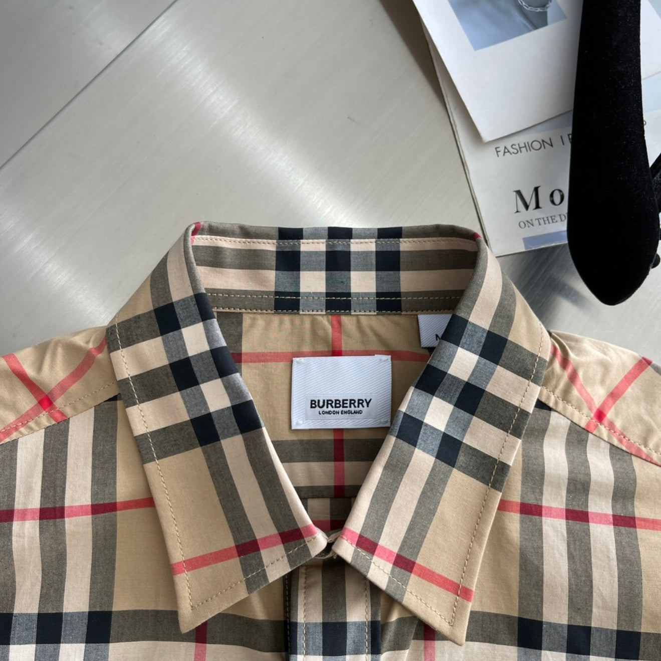 Burberry Men's Short Sleeve Vintage Check Shirt - Beige