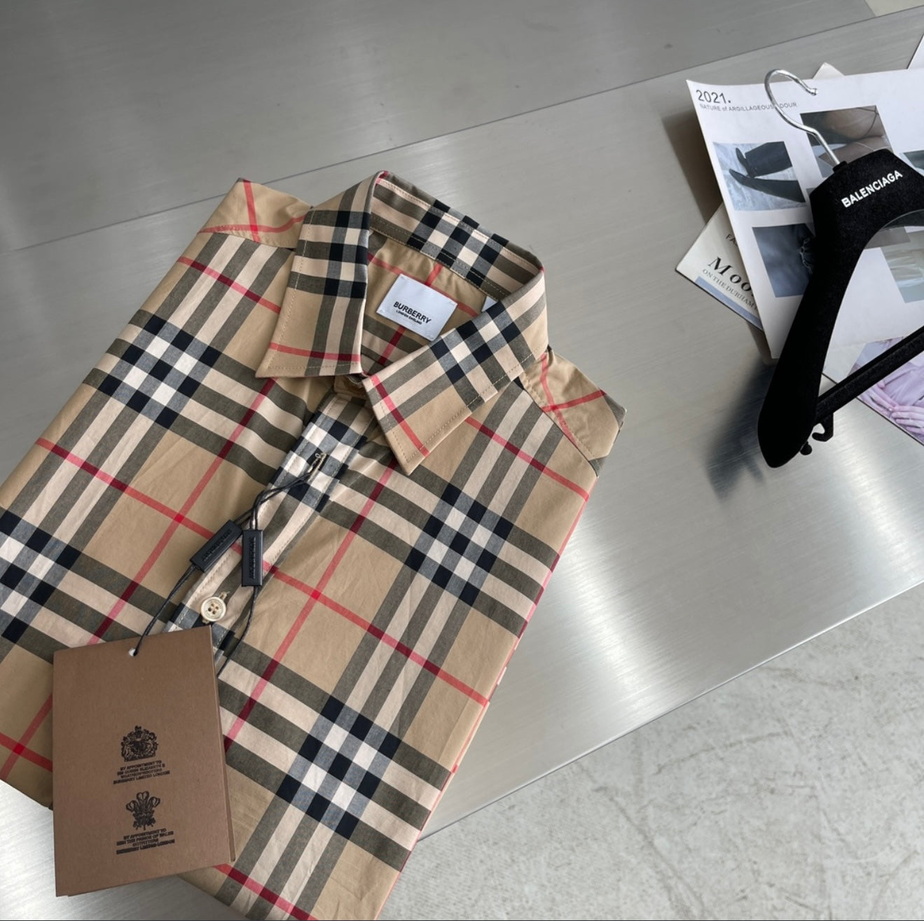 Burberry Men's Short Sleeve Vintage Check Shirt - Beige